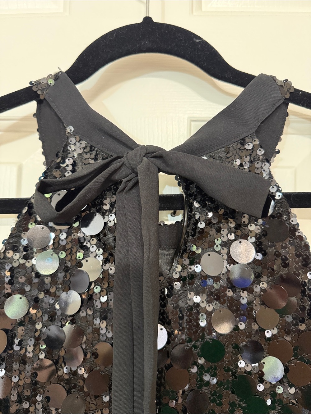 Sequin Halter Tank Top in Black - Picture 6 of 8